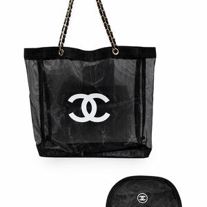 Gift with Purchase CHANEL Black Mesh Tote with cosmetic bag